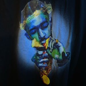 Graphic Tee with Blue and Black Design